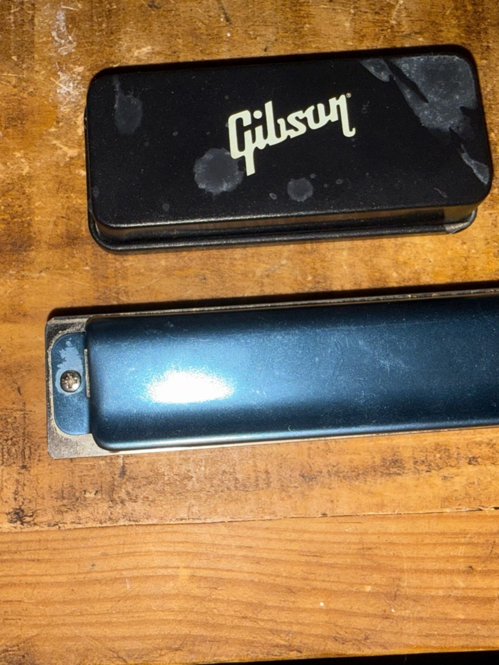 Gibson Black and Metallic Blue Guitar Pickup Covers